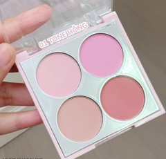 Bảng Má Hồng Mona Blush Palette 4 Ô Siêu Mịn Lên Màu Tự Nhiên, Tone Hồng & Cam Đào - Bảng Đánh Má Hồng Mona Chính Hãng