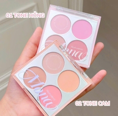 Bảng Má Hồng Mona Blush Palette 4 Ô Siêu Mịn Lên Màu Tự Nhiên, Tone Hồng & Cam Đào - Bảng Đánh Má Hồng Mona Chính Hãng