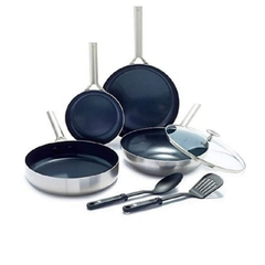 Bộ chảo chống dính 5 món phủ tinh thể kim cương cao cấp blue diamond 20 & 2x28cm