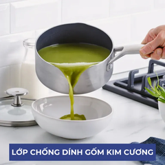 Quánh có miệng rót chống dính phủ tinh thể kim cương cao cấp blue diamond 16cm