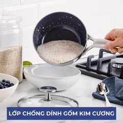 Quánh chống dính phủ tinh thể kim cương cao cấp blue diamond 16cm