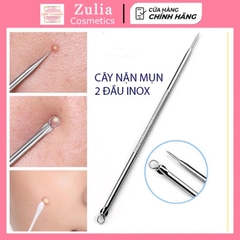 Cây nặn mụn 2 đầu - que nặn mụn cao cấp inox (có bao đi kèm)