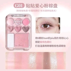 [Tặng cọ mắt] Bảng Phấn Mắt Kèm Highlight Và Má Hồng 3in1 GOGO TALES Trái Tim CAT THEME SERIES Sticker