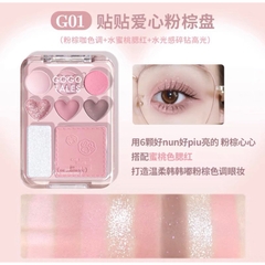[Tặng cọ mắt] Bảng Phấn Mắt Kèm Highlight Và Má Hồng 3in1 GOGO TALES Trái Tim CAT THEME SERIES Sticker