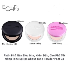 Phấn nén phủ bột EGLIPS / ABOUT TONE Powder Pact siêu mịn kiềm dầu lâu trôi (Nhập Khẩu Công Ty)