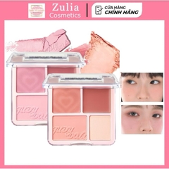 [Tặng Mút] Má Hồng JUDYDOLL 4 Ô Dạng Phấn Và Kem, Kèm Highlight Màu Tự Nhiên Dễ Dùng