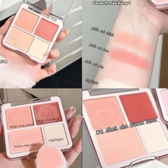 [Tặng Mút] Má Hồng JUDYDOLL 4 Ô Dạng Phấn Và Kem, Kèm Highlight Màu Tự Nhiên Dễ Dùng