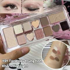 [VEECCI] Bảng Phấn Mắt VEECCI 11 Ô Ballet Nơ Lụa Hồng Đen, Có Kèm Mút Vệ Sinh Cọ Tiện Lợi, Đa Năng