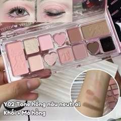 [VEECCI] Bảng Phấn Mắt VEECCI 11 Ô Ballet Nơ Lụa Hồng Đen, Có Kèm Mút Vệ Sinh Cọ Tiện Lợi, Đa Năng
