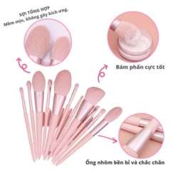 Bộ Cọ hồng 11 cây Make Up Cá Nhân Màu Hồng Bằng Lông Siêu Mềm Mượt