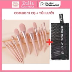 Bộ Cọ hồng 11 cây Make Up Cá Nhân Màu Hồng Bằng Lông Siêu Mềm Mượt