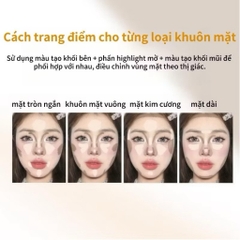 [VEECCI] Bảng Phấn Tạo khối VEECCI Kèm Bắt Sáng 4 Ô Đa năng tích hợp Má hồng