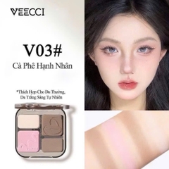 [VEECCI] Bảng Phấn Tạo khối VEECCI Kèm Bắt Sáng 4 Ô Đa năng tích hợp Má hồng