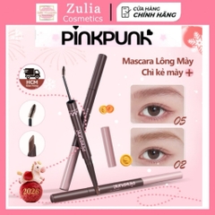 [PINKPUNK] Chì Kẻ Mày Pinkpunk 2 Đầu Kèm Mascara Chân Mày 2in1 Vỏ Hồng Đen (280mg+1.5g)