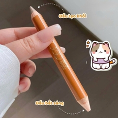 [OUT OF OFFICE] Bút Tạo Khối Và Bắt Sáng 2 Đầu  Out Of Office Contour & Highlight tạo hiệu ứng mũi cao - Tặng Kèm Gọt