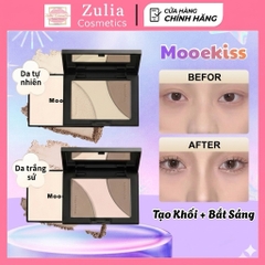 [MOOEKISS] Bảng Phấn Tạo Khối Mooekiss 3 Ô, Kèm Bắt Sáng Tạo Khối Tự Nhiên, 16.5g