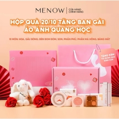 Hộp Quà Tặng Trang Điểm 20/10 dành cho bạn gái kèm túi quà, gấu bông, hoa sáp và đèn Menow Bunny Box Zuliacosmetics