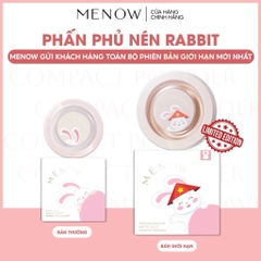 [TẶNG MÁ HỒNG] Phấn Phủ Menow Rabit Dạng Nén Vỏ Trắng Compact Powder Vietnam Edition, 8.5g