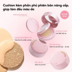 [MENOW] Cushion/ Phấn Nước Menow 2 Tầng Kèm Phấn Phủ Vỏ Hồng, Cushion Powder Cream, 17g