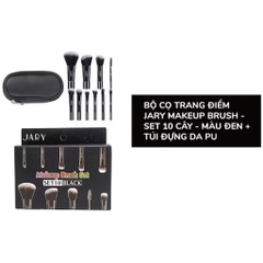 [JARY] Bộ cọ trang điểm Jary Make Up Brush Set 10 Cây Kèm Túi Đựng Da PU Tiện Lợi
