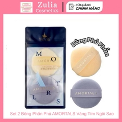 [AMORTALS] Set 2 Bông Phấn Phủ AMORTALS Vàng Tím Ngôi Sao, Stellar Mist Powder Puff Set, 8.2g