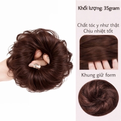 Tóc Giả Búi Xoăn Dạng Cột Cao Cấp – Búi Tóc Giả Tơ Mềm Tự Nhiên, Dễ Dùng, Gọn Nhẹ, 4 Màu Hot