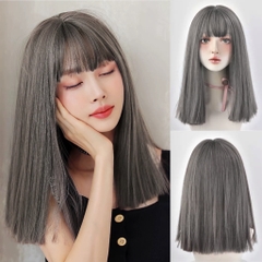 Tóc Giả Nguyên Đầu Thẳng Lửng Ngang Vai Có Da Đầu Mái Thưa Tóc Bộ Lưới Hoa Cao Cấp Mềm Mượt Tự Nhiên Như Tóc Thật