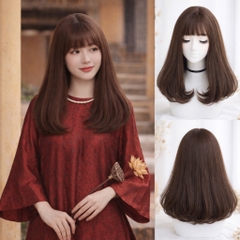 Tóc Giả Nguyên Đầu Cúp Ngang Vai Có Da Đầu Mái Thưa Tóc Bộ Lưới Hoa Cao Cấp Mềm Mượt Tự Nhiên Như Tóc Thật