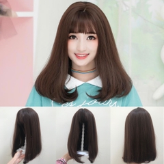 Tóc Giả Nguyên Đầu Cúp Ngang Vai Có Da Đầu Mái Thưa Tóc Bộ Lưới Hoa Cao Cấp Mềm Mượt Tự Nhiên Như Tóc Thật