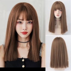 Tóc Giả Nguyên Đầu Thẳng Lửng Ngang Vai Có Da Đầu Mái Thưa Tóc Bộ Lưới Hoa Cao Cấp Mềm Mượt Tự Nhiên Như Tóc Thật