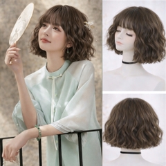 Tóc Giả Nguyên Đầu Sóng Xù Ngắn Vic Xù Có Da Đầu Mái Thưa Tóc Bộ Lưới Hoa Cao Cấp Mềm Mịn Tự Nhiên Như Tóc Thật