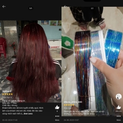 Set 200 Sợi Kim Tuyến Highlight Nối Tóc Lấp Lánh – Buộc Nhanh Không Gãy Rụng, Tái Sử Dụng Nhiều Lần
