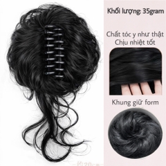 Tóc Giả Búi Ngoạm Lơi Xoăn Nhẹ – Kẹp Càng Cua Tiện Lợi, Tóc Tơ Cao Cấp Tự Nhiên, Tạo Kiểu Nhanh 1 Phút