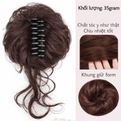 Tóc Giả Búi Ngoạm Lơi Xoăn Nhẹ – Kẹp Càng Cua Tiện Lợi, Tóc Tơ Cao Cấp Tự Nhiên, Tạo Kiểu Nhanh 1 Phút