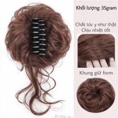 Tóc Giả Búi Ngoạm Lơi Xoăn Nhẹ – Kẹp Càng Cua Tiện Lợi, Tóc Tơ Cao Cấp Tự Nhiên, Tạo Kiểu Nhanh 1 Phút