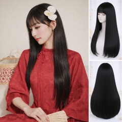 Tóc Giả Nguyên Đầu Thẳng Dài Có Da Đầu Mái Thưa Tóc Bộ Lưới Hoa Cao Cấp Mềm Mượt Tự Nhiên Cao Cấp