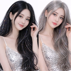 Set 200 Sợi Kim Tuyến Highlight Nối Tóc Lấp Lánh – Buộc Nhanh Không Gãy Rụng, Tái Sử Dụng Nhiều Lần