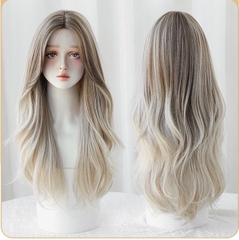 Tóc Giả Nguyên Đầu Ombre Nâu Có Da Đầu Tự Nhiên Tóc Bộ Lưới Hoa Cao Cấp Không Mái Như Tóc Thật