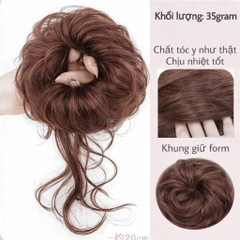 Tóc Giả Búi Xoăn Lơi Dạng Cột Cao Cấp – Búi Tóc Giả Tơ Mềm Tự Nhiên, Dễ Dùng, Gọn Nhẹ, 4 Màu Hot