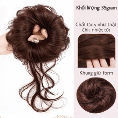 Tóc Giả Búi Xoăn Lơi Dạng Cột Cao Cấp – Búi Tóc Giả Tơ Mềm Tự Nhiên, Dễ Dùng, Gọn Nhẹ, 4 Màu Hot