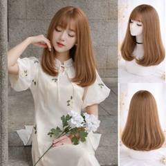 Tóc Giả Nguyên Đầu Cúp Ngang Vai Có Da Đầu Mái Thưa Tóc Bộ Lưới Hoa Cao Cấp Mềm Mượt Tự Nhiên Như Tóc Thật