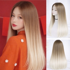 Tóc Giả Nguyên Đầu Ombre Nâu Có Da Đầu Tự Nhiên Tóc Bộ Lưới Hoa Cao Cấp Không Mái Như Tóc Thật