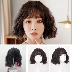 Tóc Giả Nguyên Đầu Sóng Xù Ngắn Vic Xù Có Da Đầu Mái Thưa Tóc Bộ Lưới Hoa Cao Cấp Mềm Mịn Tự Nhiên Như Tóc Thật
