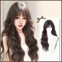 Tóc Giả Nguyên Đầu Sóng Xù Dài Có Da Đầu Mái Thưa Tóc Bộ Lưới Hoa Cao Cấp Mềm Mịn Như Tóc Thật