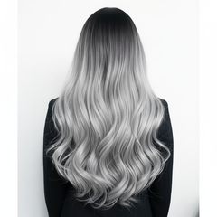 Tóc Giả Nguyên Đầu Ombre Trắng Chân Đen Có Da Đầu Tự Nhiên Tóc Bộ Lưới Hoa Cao Cấp Không Mái Như Tóc Thật