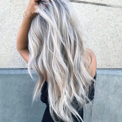 Tóc Giả Nguyên Đầu Ombre Trắng Chân Đen Có Da Đầu Tự Nhiên Tóc Bộ Lưới Hoa Cao Cấp Không Mái Như Tóc Thật