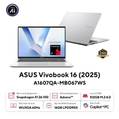 ASUS Vivobook 16 A1607QA Snapdragon X X1 26 100 16GB 512GB 16inch WUXGA (A1607QA-MB067WS)