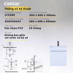 Tủ lavabo liền bàn Caesar LF5380+EH05380AV