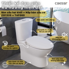 Bồn cầu 2 khối nắp rửa cơ Caesar CD1320 + TAF060