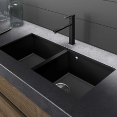 Chậu rửa đôi ELEGANCE PLADOS AM8620ST NANOSTONE N6 DEEP BLACK